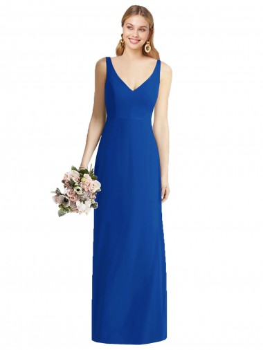 Online Sleeveless V-Back Long Trumpet Chiffon Bridesmaid Dress UK