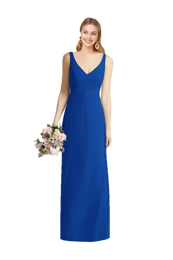 Online Sleeveless V-Back Long Trumpet Chiffon Bridesmaid Dress UK