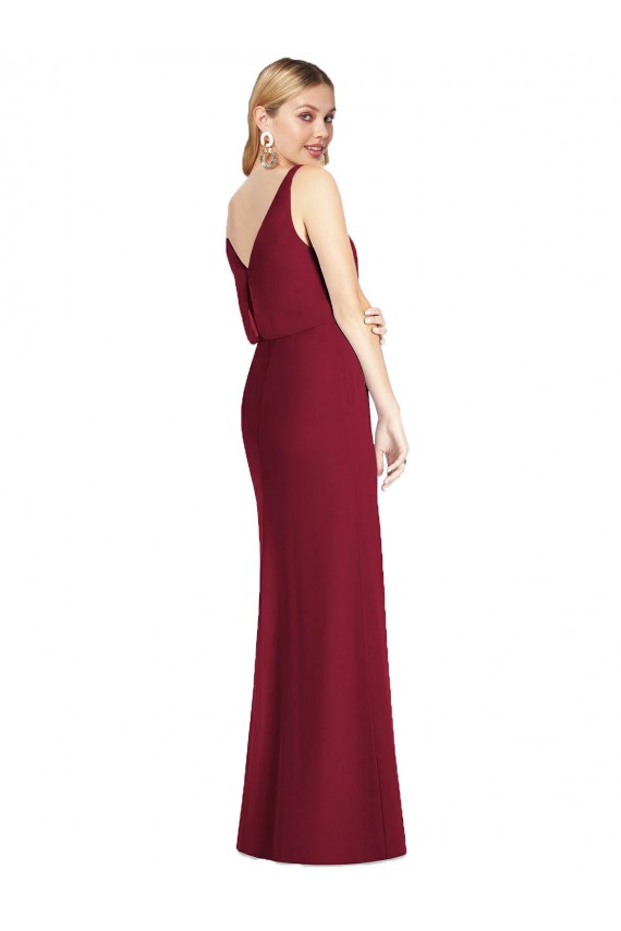 Online Blouson Bodice Chiffon Bridesmaid Dress with Front Slit UK
