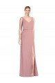 Online Blouson Bodice Chiffon Bridesmaid Dress with Front Slit UK