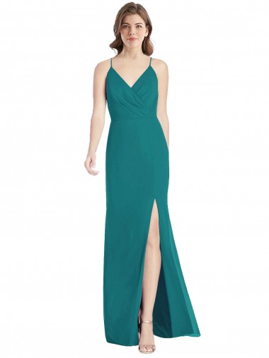 Online Criss Cross Back Mermaid Wrap Chiffon Bridesmaid Dress UK