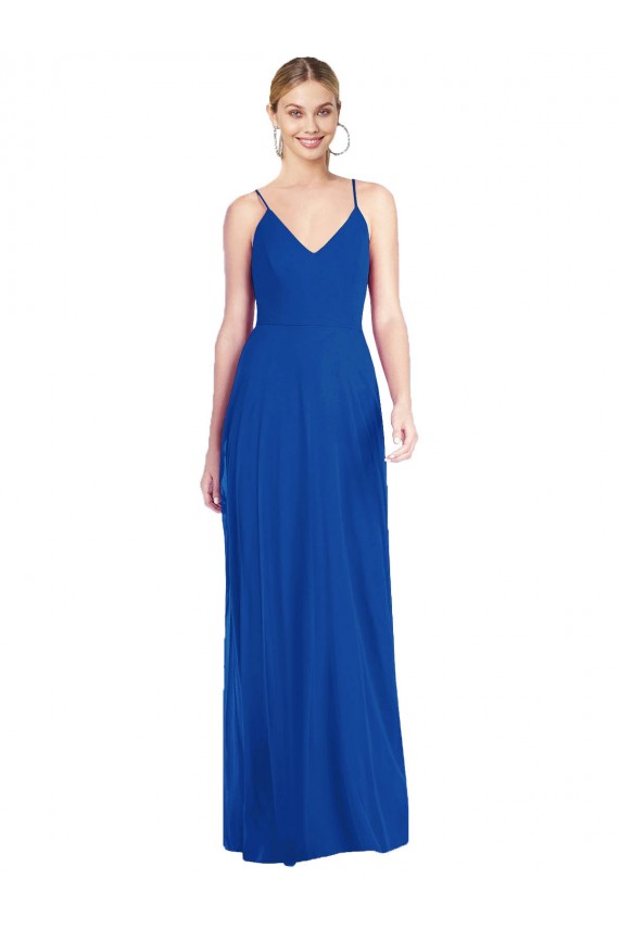 Online Criss Cross Back A-Line Chiffon Maxi Bridesmaid Dress UK