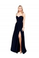 Online Draped A-Line Chiffon Formal Bridesmaid Dress with Spaghetti Straps and High Slit UK