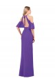 Online Slim A-Line Chiffon Bridesmaid Dress with Off The Shoulder Ruffle Sleeves UK