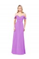 Online Off The Shoulder Draped Sleeves A-Line Chiffon Bridesmaid Dress UK