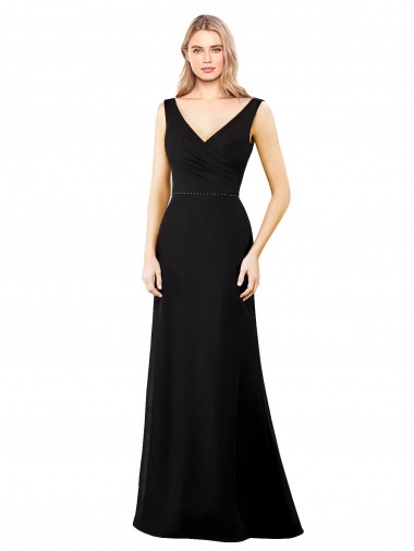 Online V-Neckline Chiffon Bridesmaid Dress / Prom Dress with Draped Bodice UK