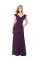 Online Ruffle Cap Sleeves Long Chiffon Bridesmaid Dress UK