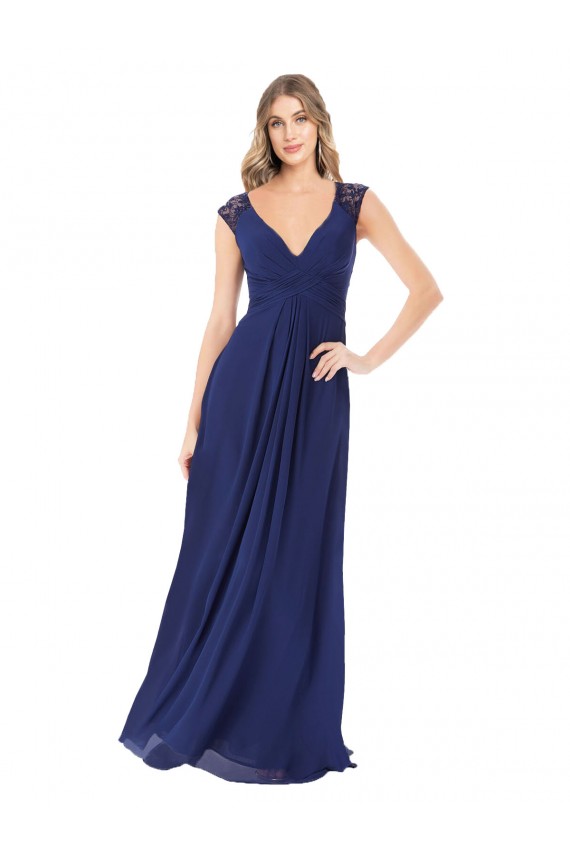 Online Embroidered Keyhole Back Chiffon Bridesmaid Dress UK