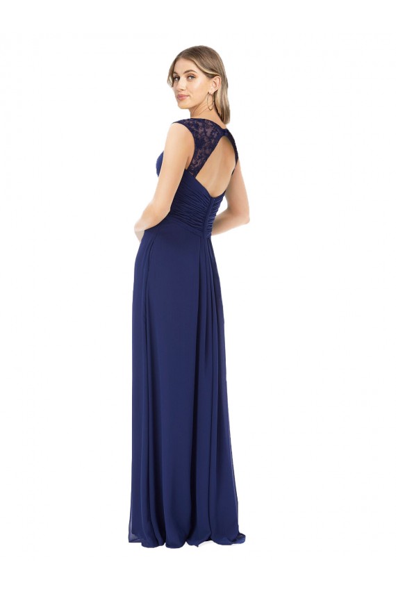 Online Embroidered Keyhole Back Chiffon Bridesmaid Dress UK