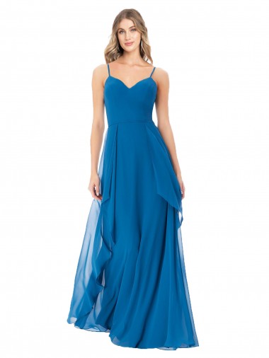Online Simple Sweetheart Chiffon Bridesmaid Dress with Cascading Overlay UK