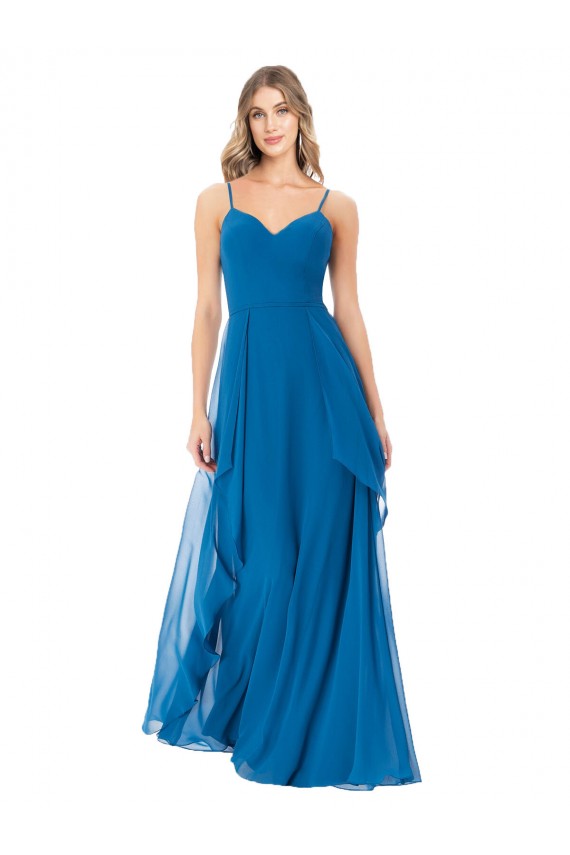 Online Simple Sweetheart Chiffon Bridesmaid Dress with Cascading Overlay UK