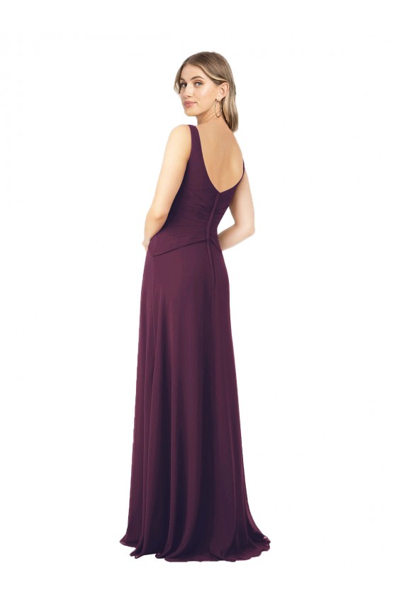 Online Long Chiffon Bridesmaid Dress with Front Bow UK