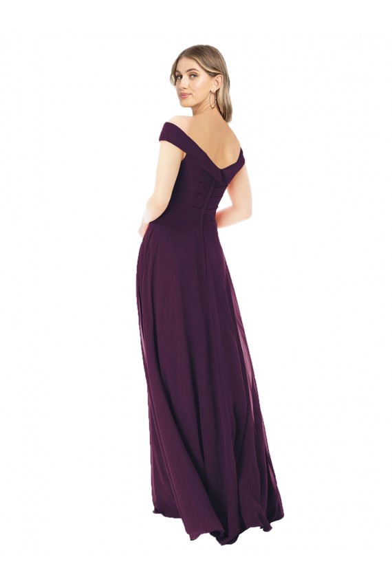 Online Classic Off the Shoulder Draped Chiffon Bridesmaid Dress UK