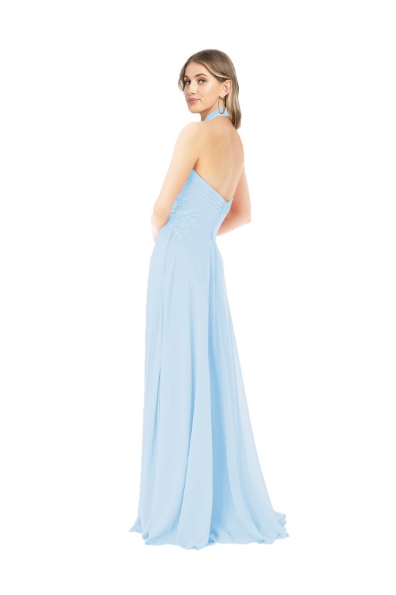 Online Criss Cross High Neck Halter Chiffon Bridesmaid Dress UK