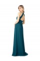 Online Draped High Neck Keyhole Back Bridesmaid Dress with Front Slit UK
