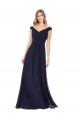 Online Off the Shoulder Classic Chiffon Bridesmaid Dress with Draped Bodice UK