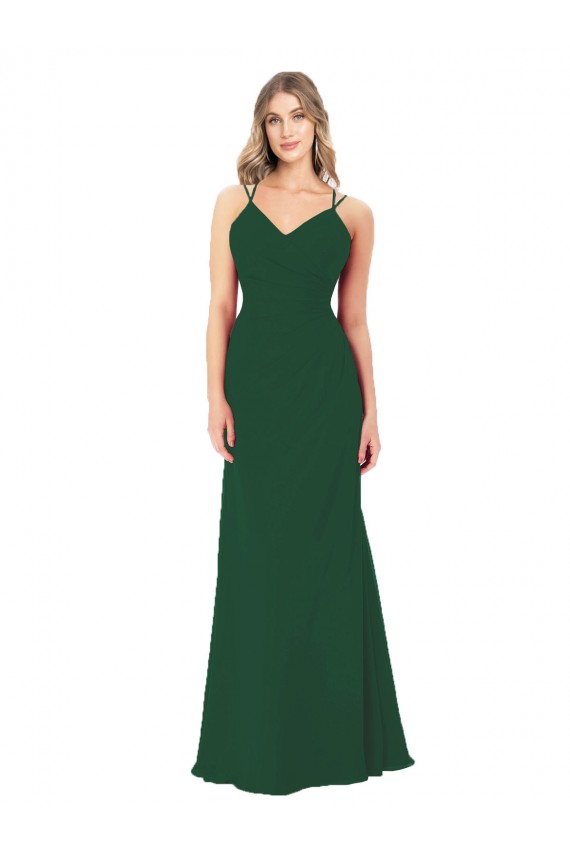 Online Criss Cross Strappy Chiffon Bridesmaid Dress UK