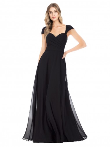 Online Sweetheart Cap Sleeves Chiffon Bridesmaid Dress UK