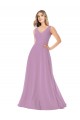 Online Simple Chiffon V-Neck Bridesmaid Dress with Draped V-Back UK