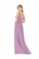 Online Simple Chiffon V-Neck Bridesmaid Dress with Draped V-Back UK