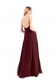 Online Spaghetti Straps V-Neck Long Chiffon Bridesmaid Dress with Side Slit UK