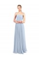 Online Luxe Chiffon Straight Neckline Long Chiffon Bridesmaid Dress with Skinny Straps UK