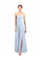 Online Fitted Strapless Full Length Chiffon Bridesmaid Dress with Front Slit UK