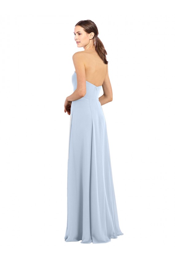 Online Fitted Strapless Full Length Chiffon Bridesmaid Dress with Front Slit UK
