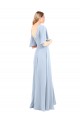 Online V-Neckline and Cascading Flutter Sleeves Chiffon Bridesmaid Dress with Front Slit UK