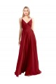 Online A-Line Spaghetti Straps V-Neckline Chiffon Bridesmaid Dress Open Back UK