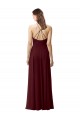 Online Slim Long High Halter Neck Chiffon Bridesmaid Dress with High Side Slit UK