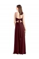 Online Sleek Fit and Flare Long Scoop Neck Chiffon Bridesmaid Dress with High Side Slit UK