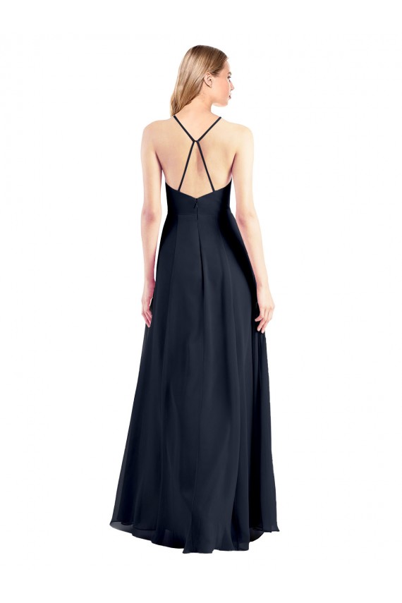 Online Plunging V-Neckline Halter Chiffon Wrap Bridesmaid Dress / Prom Dress with High Slit UK
