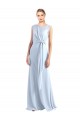 Online Illusion Boat Neck Long Full Length Chiffon Bridesmaid Dress with Keyhole Back UK
