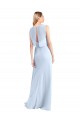 Online Illusion Boat Neck Long Full Length Chiffon Bridesmaid Dress with Keyhole Back UK