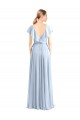 Online V-Neck A-Line Flutter Sleeves Long Chiffon Wrap Style Bridesmaid Dress UK