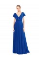 Online V-Neck A-Line Flutter Sleeves Long Chiffon Wrap Style Bridesmaid Dress UK