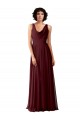 Online Draped Cowl Neck Long Chiffon Bridesmaid Dress with Wide Straps UK