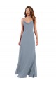 Online Long Full Length Draped Cowl Neck V-Back Slip Chiffon Bridesmaid Dress UK
