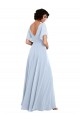 Online Split Flutter Sleeves V-Neck Chiffon Bridesmaid Dress with Open V-Back UK
