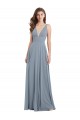 Online Fitted V-Neckline Long Chiffon Bridesmaid Dress with V-Back UK