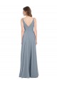 Online Fitted V-Neckline Long Chiffon Bridesmaid Dress with V-Back UK