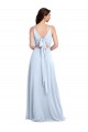 Online Long Floor Length V-Neck Chiffon Bridesmaid Dress with Keyhole Back UK