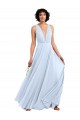 Online Daring Plunging V-Neck Long Chiffon Bridesmaid Dress with Pleated Bodice UK