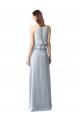 Online High Narrow Neck Long Chiffon Bridesmaid Dress with Tiered Ruffles UK