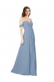 Online Empire Waist Off the Shoulder Chiffon Bridesmaid Dress with Sweetheart Bodice UK