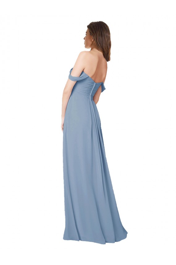 Online Empire Waist Off the Shoulder Chiffon Bridesmaid Dress with Sweetheart Bodice UK