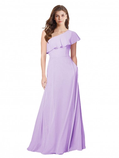Online Draped One Shoulder Long Chiffon Bridesmaid Dress  UK