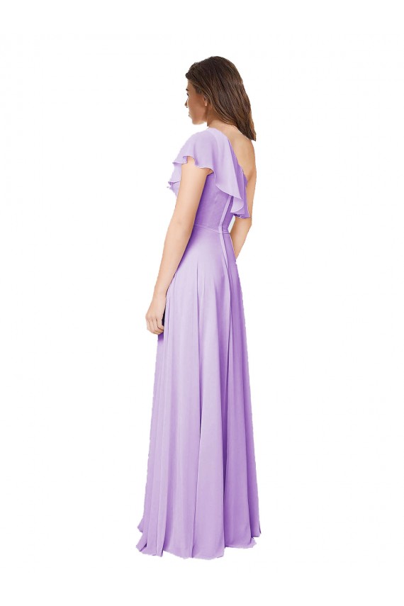 Online Draped One Shoulder Long Chiffon Bridesmaid Dress  UK