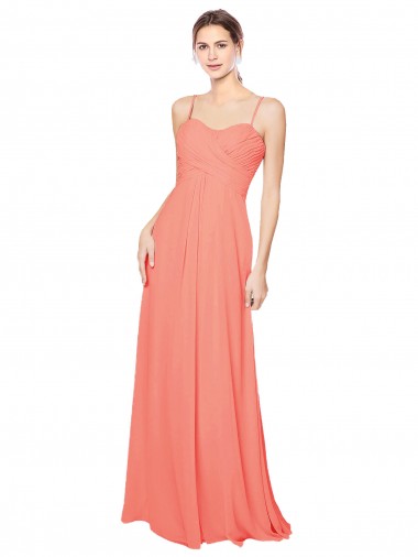Online Empire Waist Spaghetti Straps Sweetheart Chiffon Bridesmaid Dress UK